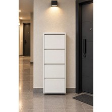 Effe Yapı Dekor Beyaz Metal Ayakkabılık 4 Raflı Modern Tasarım ve Dayanıklı Yapı