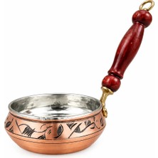 Copper Empire Nakışlı Işlemeli Bakır Mini Sahan 10 cm Ahşap Saplı Geleneksel Tasarım
