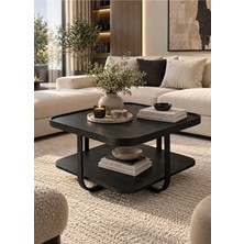 Klass Dekor Ceviz/ Meşe/ Beyaz/ Siyah Masif Ahşap Balkon- Hol- Koridor- Mutfak- Salon- Ofis Bonello Orta Sehpa 80 x 80 cm