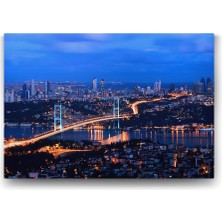 Zemira Istanbul Gece Köprü Tablosu - 100X70CM