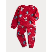 Marks & Spencer Stitch Baskılı Polar Çocuk Pijama Takımı