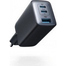 TekNetStore Hızlı Şarj Cihazı 65W Gan Fast Teknolojisi Akım Koruma 3 Bağlantı 2 Type-C + Usb-A Şarj Aleti
