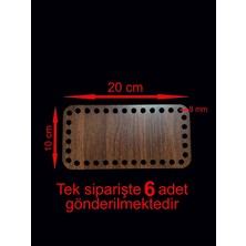 Asude Hediyelik Ahşap Ceviz 20X10 cm Sepet Bambu Tepsi Örgü Plakası Supla Delikli Altlık Tığ Taban Işi Sepet Taban