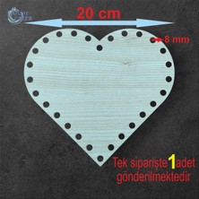 Asude Hediyelik Ahşap Kalp Krem 20 cm 1 Ad Bambu Tepsi Örgü Plakası Supla Delikli Altlık Tığ Taban Işi Sepet Tabanı