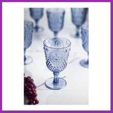Salmore Akrilik Lacivert Tekli Kadeh & Su Meşrubat Kahve Yanı Bardağı 450 ml ( Cam Değildir ) Bty