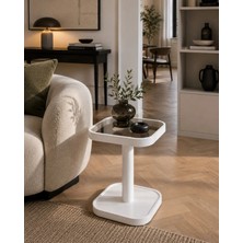 Klass Dekor Ceviz/ Meşe/ Beyaz/ Siyah Temperli Cam Masif Ahşap Balkon- Hol- Koridor- Mutfak- Salon- Ofis Zara Orta Sehpa Çap 60 x 60 cm