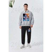 Zoka Wear Demon Slayer Rengoku Vs Akaza Ozel Baskılı Gri Siyah Eşofman Takımı