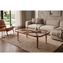 Klass Dekor Ceviz/ Meşe/ Beyaz/ Siyah Renk Temperli Cam Masif Doğal Ahşap Iskandinav Tasarım Jasmin Salon Dikdörtgen Orta Sehpa 70 x 110 cm