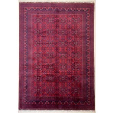 El Dokuma Afgan Halı 9 Metre  Biljik  Desenli Kök Boya 245 x 348  cm