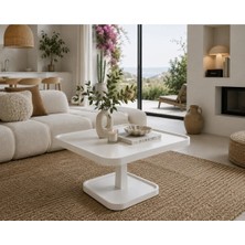 Klass Dekor Ceviz/ Meşe/ Beyaz/ Siyah Renk Masif Doğal Ahşap Iskandinav Tasarım Zara Salon Kare Orta Sehpa 80 x 80 cm