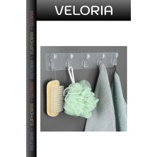 Veloria Özel Seri Eşya Tutucu Çeşitli Eşyalar Düzenleme Seti Yapışkanlı 5 Kancalı Askı