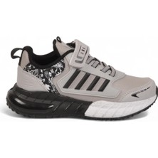 Lafonten Cırt Bantlı Kalın Tabanlı Buz-Siyah Erkek Çocuk Yürüyüş ve Spor Ayakkabı Sneaker 748 Cilt