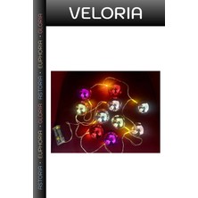 Veloria Salon Susü Rengarenk Lamba Modern Aksesuar 2 Metre 10 LED Pilli 2 Kademeli Parlak Top LED