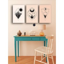 Zemira Postermanya (Pster7) Ay ve Doğa Üçlü Kanvas Tablo Seti, 3'lü Canvas, 3 Parçalı Duvar Tablos