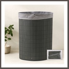 Nexora Living Bambu Üçgen Kirli Çamaşır Sepeti 35X60 cm - Kapaklı, Kumaş Torbalı Nxrlvng