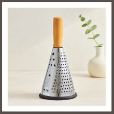 Nexora Living 8" Ahşap & Bambu Saplı Çelik Rende (Silikon Taban, 3 Bölümlü) Nxrlvng