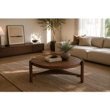 Klass Dekor Ceviz/ Meşe/ Beyaz/ Siyah Masif Ahşap Balkon- Hol- Koridor- Mutfak- Salon- Ofis Yuvarlak Clover Yan Sehpa Çap 60 cm