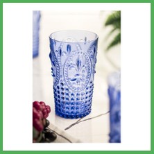 Astraltech Akrilik Mavi Tekli Uzun Bardak & Su Meşrubat Bardağı 750 ml ( Büyük Boy & Cam Değildir ) Bezoss