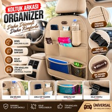Caralp Premium Oto Koltuk Arkası Organizer Koruyucu ve Düzenleyici Suni Deri Su Geçirmez Çok Cepli Fonksiyonlu Araba Araç Içi Cep Çanta Üniversal Bej
