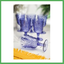Astraltech Akrilik Mavi 6'lı Kadeh & Su Meşrubat Kahve Yanı Bardağı 450 ml ( Cam Değildir ) Bezoss