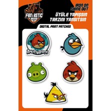 Fantastic Angry Birds Ütüyle Yapışan Lazer Kesim Kumaş Arma Patch Seti – Çocuk & Yetişkin Kıyafet, Çanta ve Bere Arması (5 Parça)