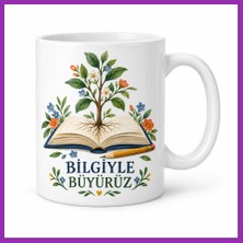 Salmore Bilgiyle Büyürüz Kitap ve Filiz Tasarımlı Porselen Kupa - Öğretmene Hediye - Model 262 Bty