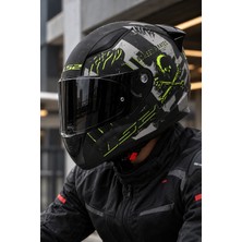 LS2 Rapıd 2 Pırates Kapalı Kask Siyah Vizör ve Spoıler