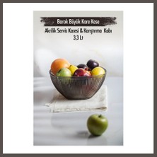 Nexora Living Akrilik Barok Füme Büyük Kare Meyve & Salata Kasesi & Karıştırma Kabı / 3,3 Lt (Cam Değildir) Nxrlvng