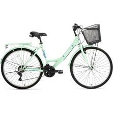 Bisan Lotus 26 Jant Şehir Bisikleti 21 Vites 44 cm Çelik Kadro V-Fren Mint Yeşili