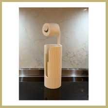 Bezos 3D Baskı Ayaklı Tuvalet Kağıtlığı Yedek Rulo Saklamalı Modern Tuvalet Kağıdı Standı Çizgili - Bej Za