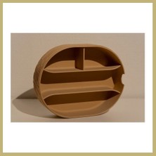 Bezos 3D Baskı Bölmeli Çok Amaçlı Organizer Banyo ve Masa Üstü Düzenleyici Oval Kutu 22X17 cm Bej Za