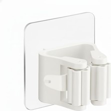 Kırmızı Beyaz Home 4'lü Beyaz Mop ve Süpürge Tutucu Seti | Duvara Yapışkanlı Pratik Askı Aparatı | Banyo, Mutfak ve Garaj Düzenleyici | Kaymaz Tutuş Mekanizması