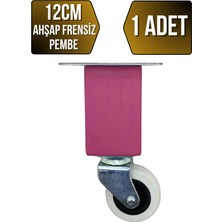 GOLDENWOODEN Kale Ahşap Tekerli Ayak Mobilya Masa Dolap Tekerli Ayağı(Frensiz)(Pembe)