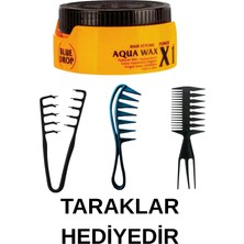 Blue Drop Aqua Wax X1 Kavun Kokulu Su Bazlı Saç Şekillendirici Wax Islak ve Sert Görünüm & Morco 3lü Şekil Tarak Hediye