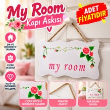 Popüler Sepet My Room Benim Odam Dekoratif Çiçek Desenli Kapı Askısı (Adet Fiyatıdır)
