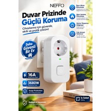 Neffo Akım Korumalı Priz 16A 3680W Açma Kapama Düğmeli Aşırı Voltaj ve Isınma Koruması