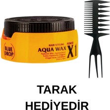 Blue Drop Aqua Wax X1 Kavun Kokulu Su Bazlı Saç Şekillendirici Wax Islak ve Sert Görünüm & Morco Çatal Şekil Tarak Hediye