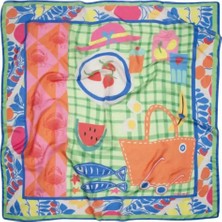 Olima Kadın Liya Desenli Pareo Plaj Şalı 135X135CM Çok Amaçlı