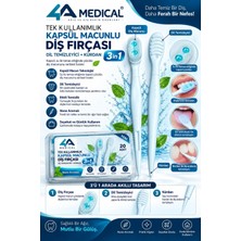 4a Medical Tek Kullanımlık Su Gerektirmeyen Kendinden Macunlu Diş Fırçası - Dil Temizleyici - Kürdanlı - 3in1 20LI