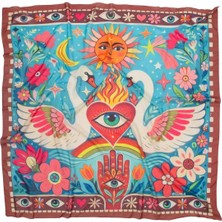 Olima Kadın Tara Desenli Pareo Plaj Şalı 130X130CM Çok Amaçlı
