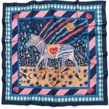 Olima Olivia Desenli Kaşmir Pamuk Şal 105X105 cm Çift Taraflı Kadın Fular