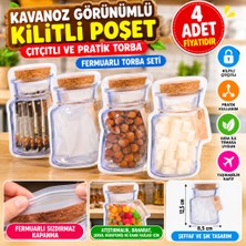 Popüler Sepet Kavanoz Görünümlü Kilitli Poşet Çıtçıtlı ve Pratik Torba 4 Adet