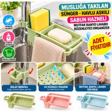 Popüler Sepet Musluğa Takılan Sünger Havlu Askılı Sabun Hazneli Mutfak Banyo Lavabo Düzenleyici Organizer (Adet Fiyatıdır)