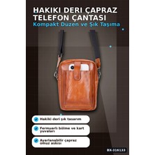 Hakiki Deri Çapraz Telefon Çantası 14X19 cm Kartlıklı El Yapımı Omuz Çantası BX-316133