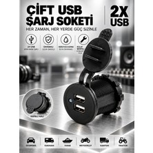 Çift USB Girişli Kapaklı Araç Şarj Soketi Panel Montaj Tipi