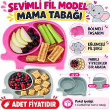 Popüler Sepet Bebek ve Çocuk Için Sevimli Fil Model Desenli Yemek Bebek Mama Kabı Bölmeli Tabak (Adet Fiyatıdır)