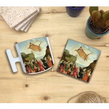 Harikapoli Kediler ve Sanat/sarı Kedi Set 9 - T Kulplu Fincan Kupa-Taş Bardak Altlığı 3