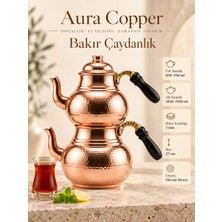 Aura Copper El İşlemeli Bakır Çaydanlık Takımı 1 mm 27 cm