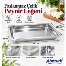 Abnturk 33,5X23,5X3,5CM Paslanmaz Çelik Dikdörtgen Peynir Leğeni-Dayanıklı Kullanışlı Peynir Küveti ve Çok Amaçlı Tepsi 2 Nolu Tepsi