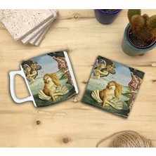 Harikapoli Hayvanlar ve Sanat/boticelli Venüs'ün Doğuşu Set 10- Yelken Fincan Kupa-Taş Bardak Altlığı 1